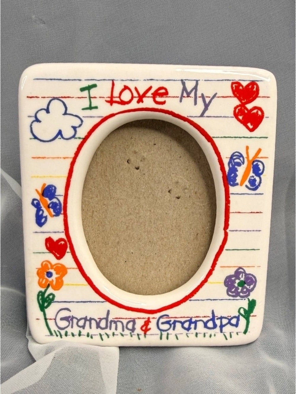 I Love My Grandma Grandpa Ceramic Photo Frame Papel Child Art 2x3